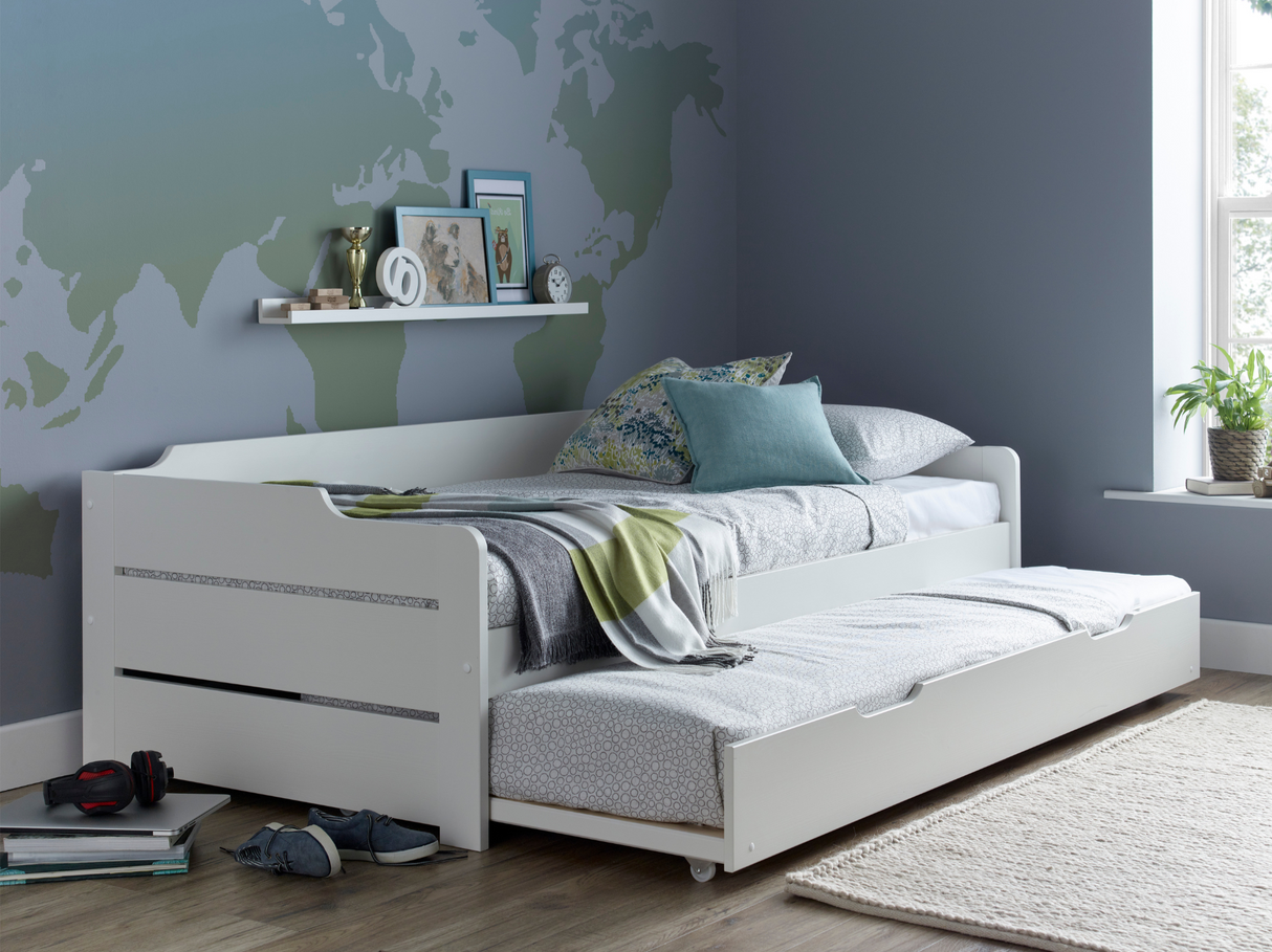 Copella White Single Guest Bed with Trundle