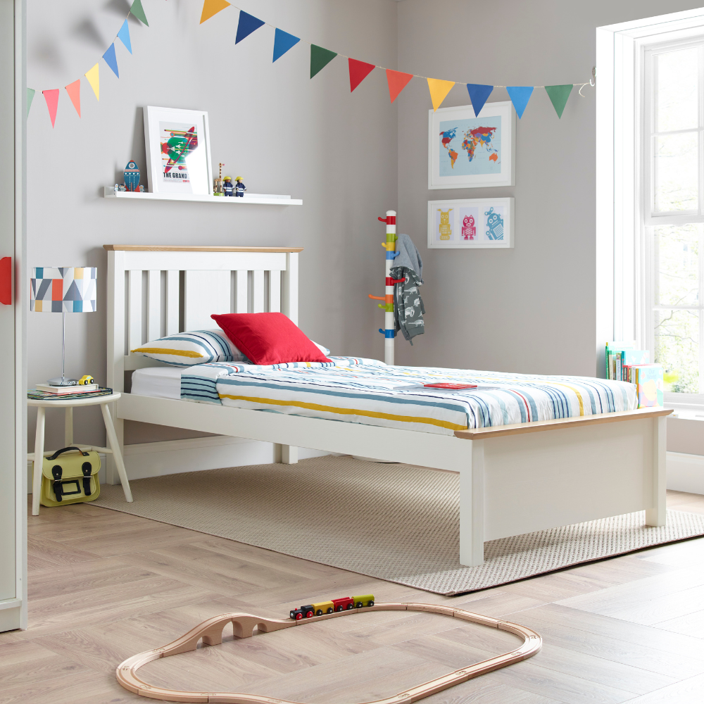 Chester White and Oak Wooden Bed Frame