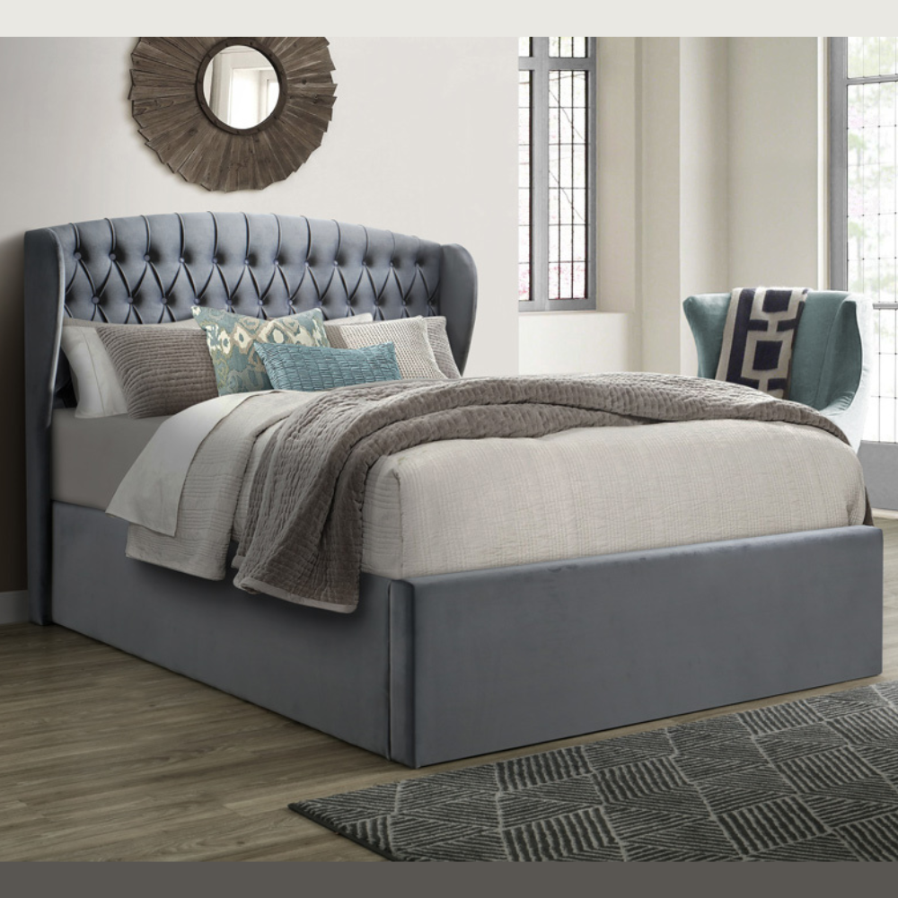 Warwick Natural Velvet Ottoman Bed Frame