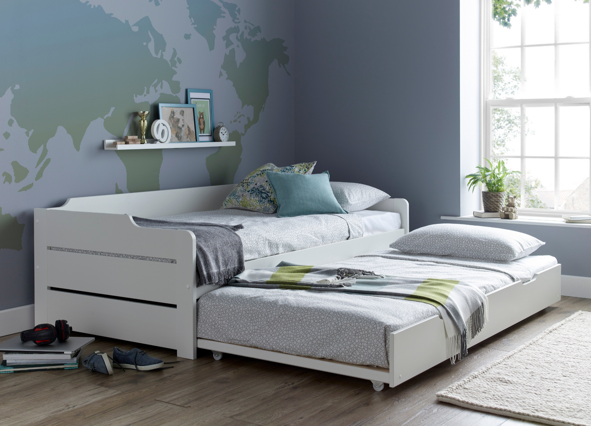 Copella White Single Guest Bed with Trundle