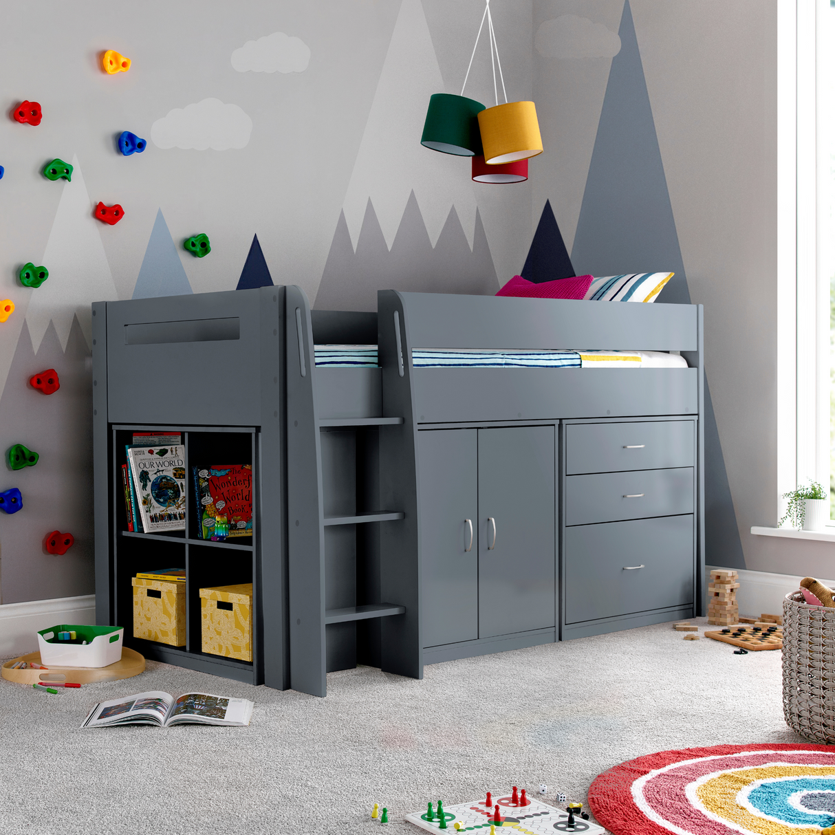Lacy Grey Storage Mid Sleeper