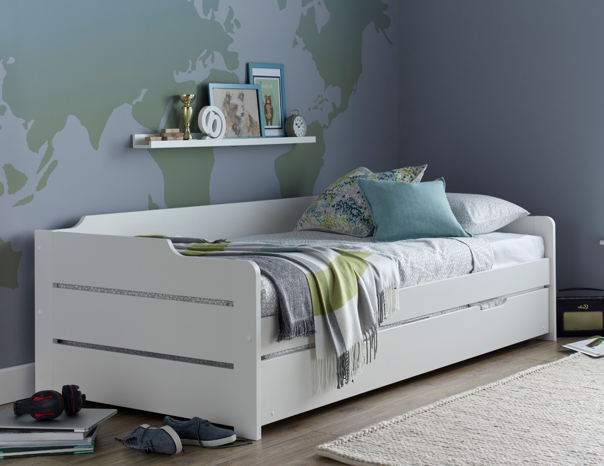 Copella White Single Guest Bed with Trundle