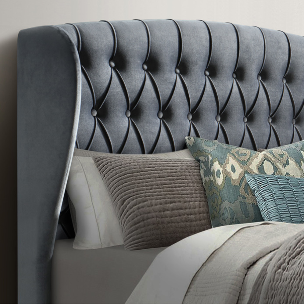 Warwick Grey Velvet Ottoman Bed Frame