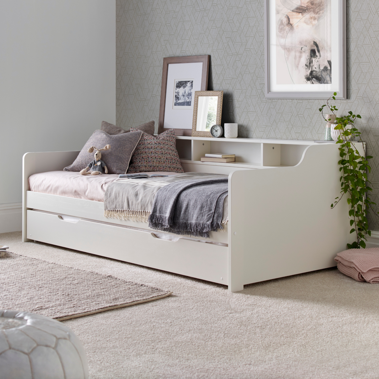 Tyler White Single Guest Bed with Trundle