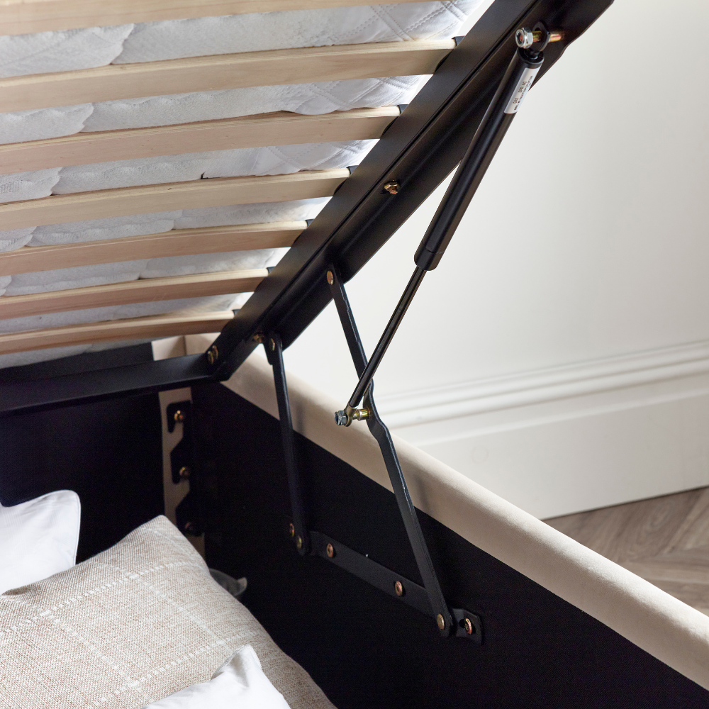 Warwick Natural Velvet Ottoman Bed Frame