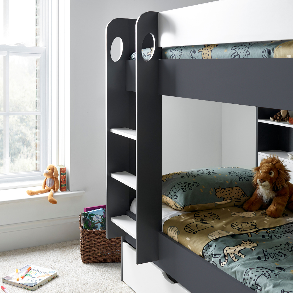 Oliver Grey & White Storage Bunk Bed