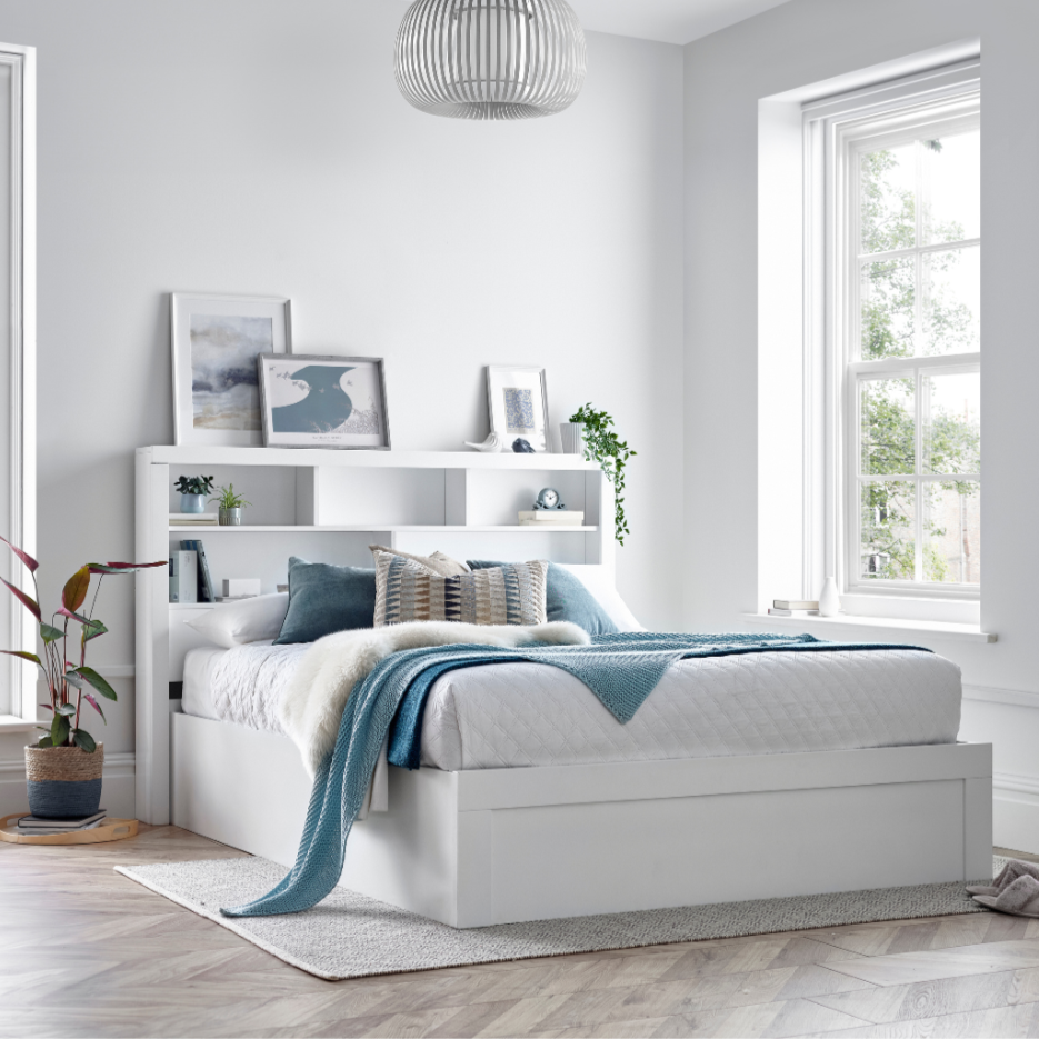 Arizona White Wooden Ottoman Storage Bed