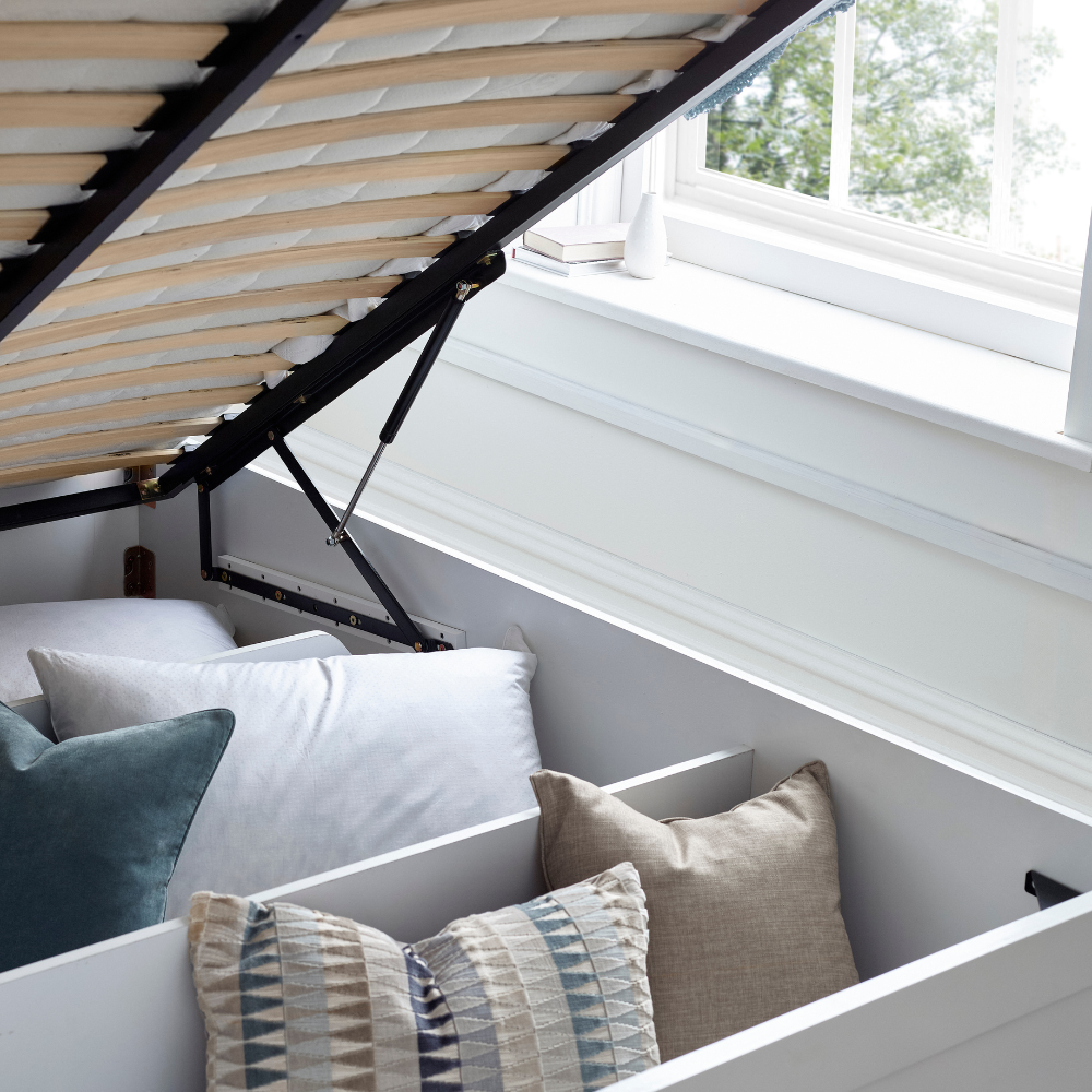 Arizona White Wooden Ottoman Storage Bed