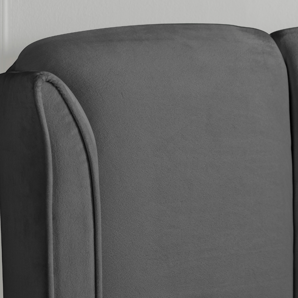 Grey fabric surface of a sofa with a neutral background