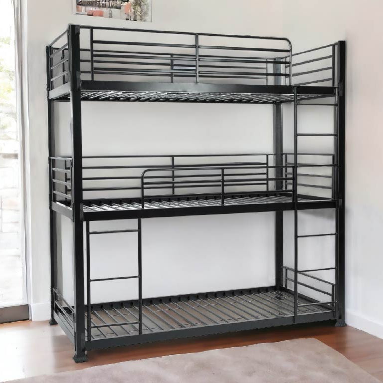 No Bolt 3 Tier Metal Bunk Bed