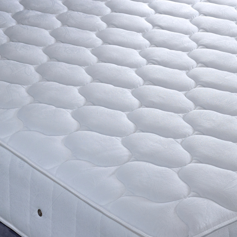 Close-up of a quilted mattress.