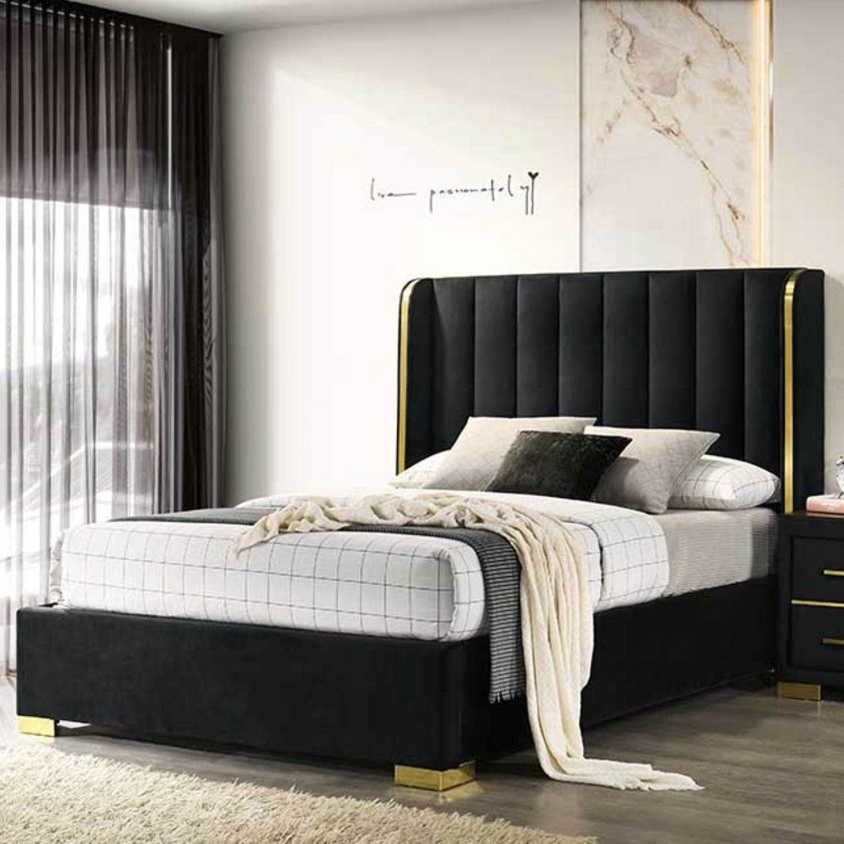 Phoenix Black Upholstered Bed Frame