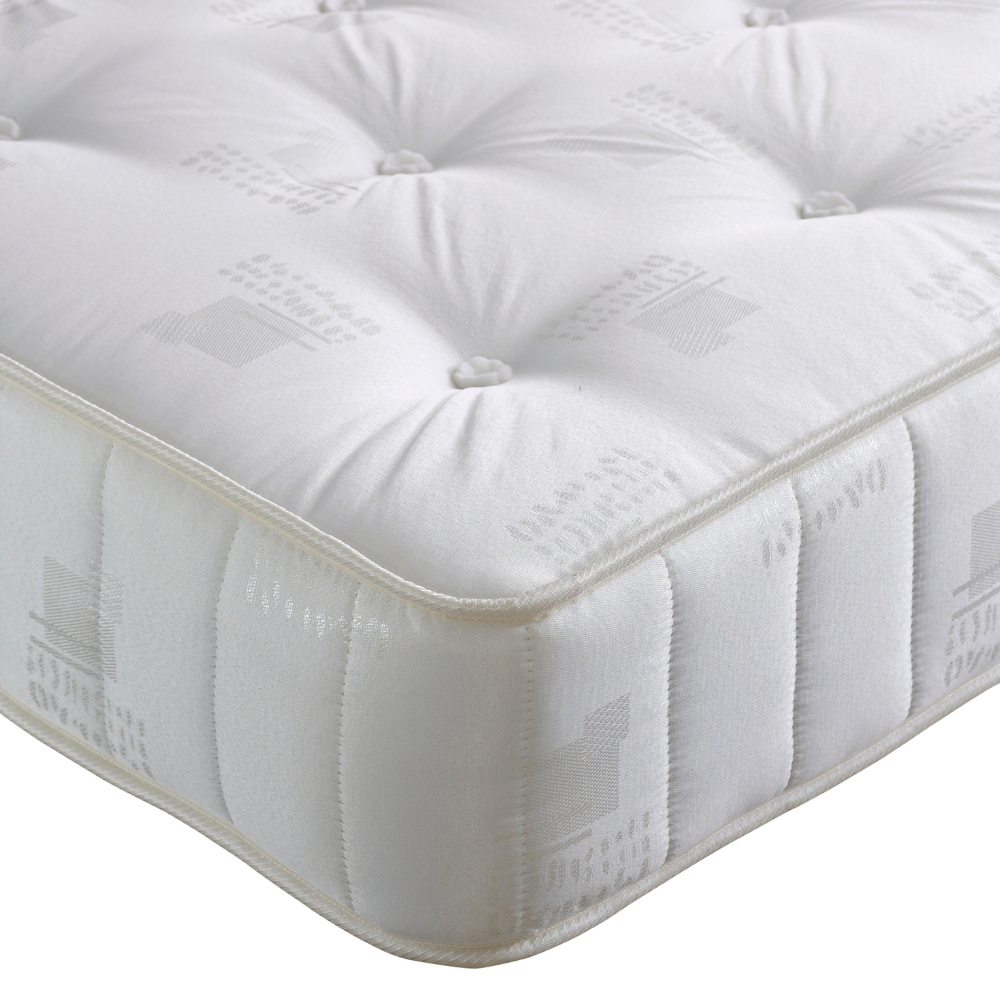 White mattress with quilted surface on a white background