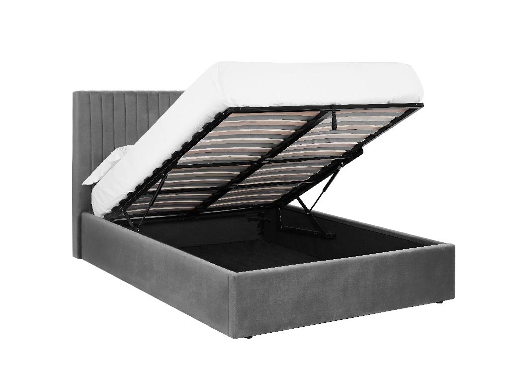 Smoked Grey Fabric Ottoman Bed Frame