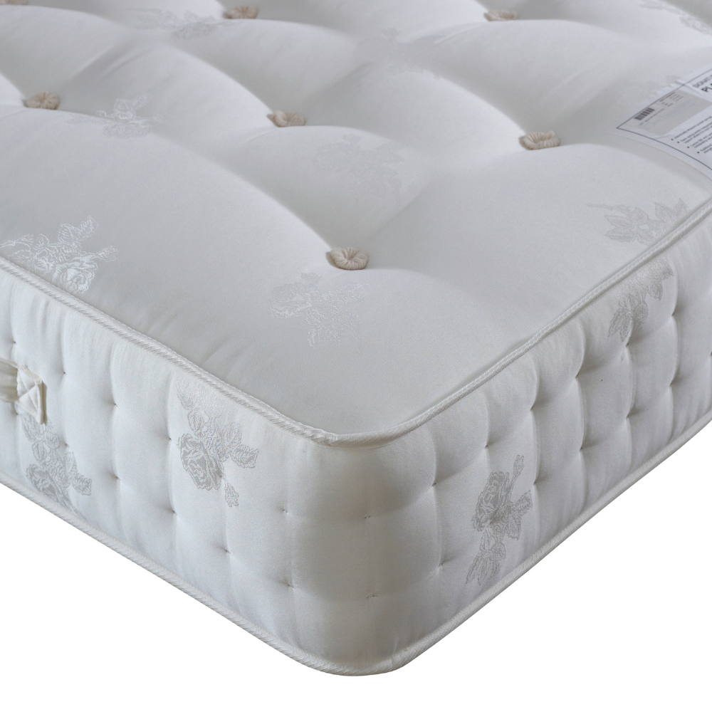 White mattress with quilted surface on a white background