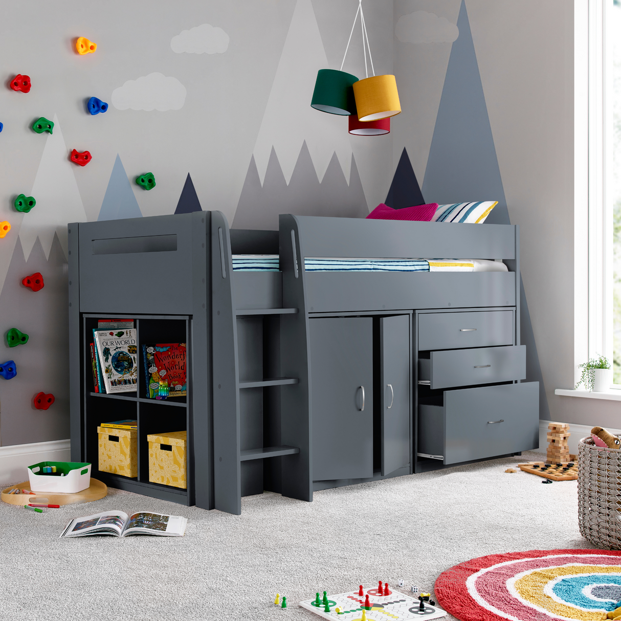 Lacy Grey Storage Mid Sleeper