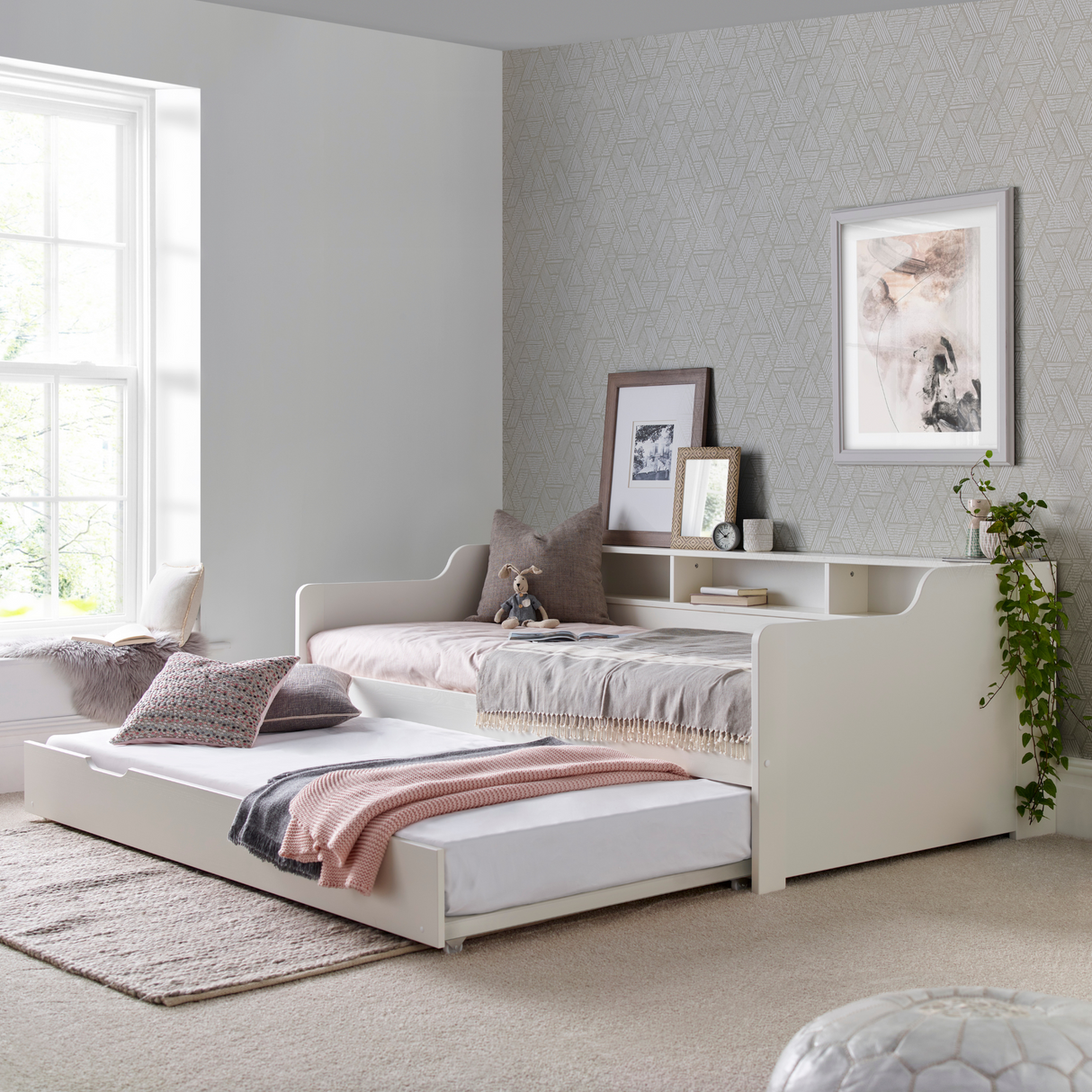 Tyler White Single Guest Bed with Trundle