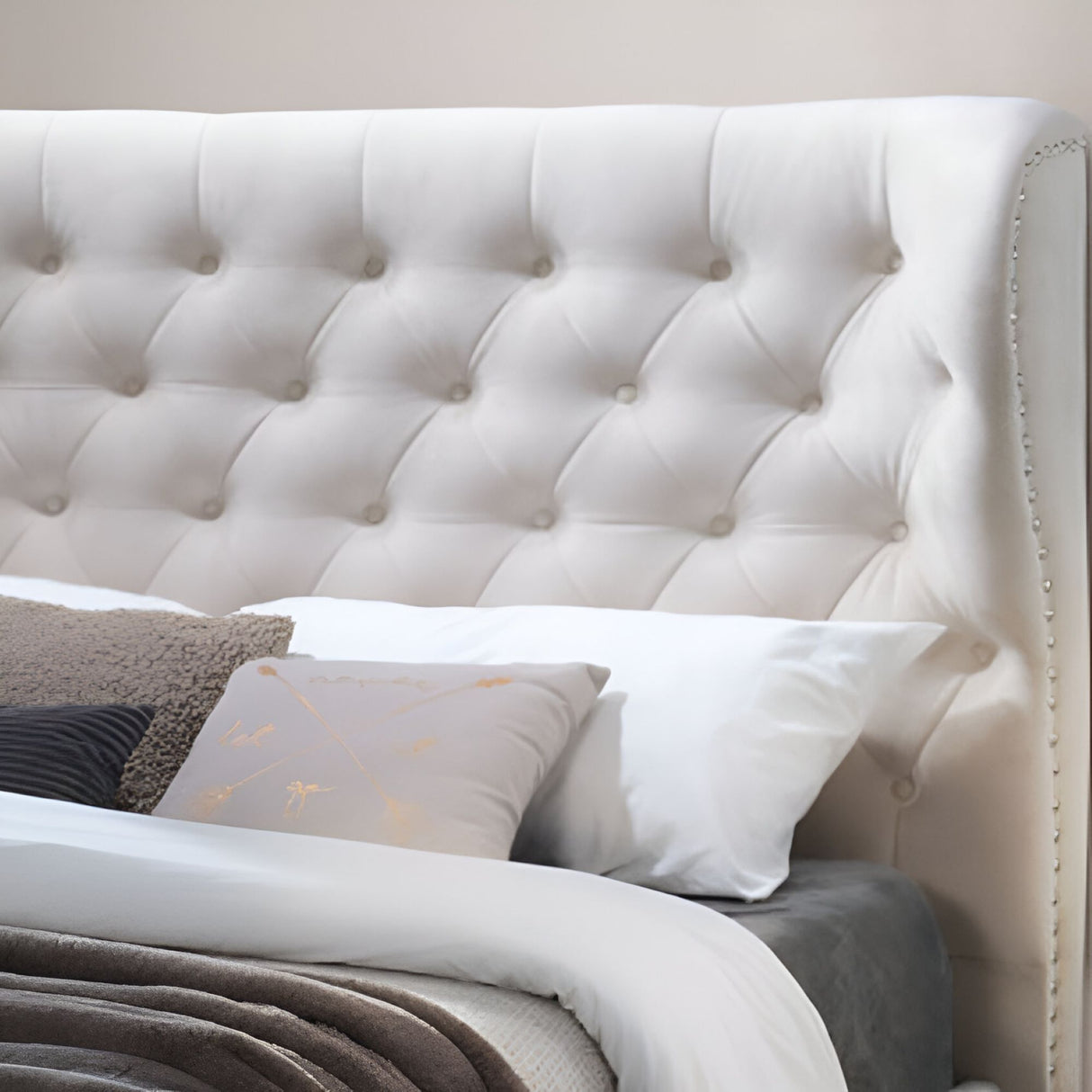 Infinity Cream Upholstered Bed Frame
