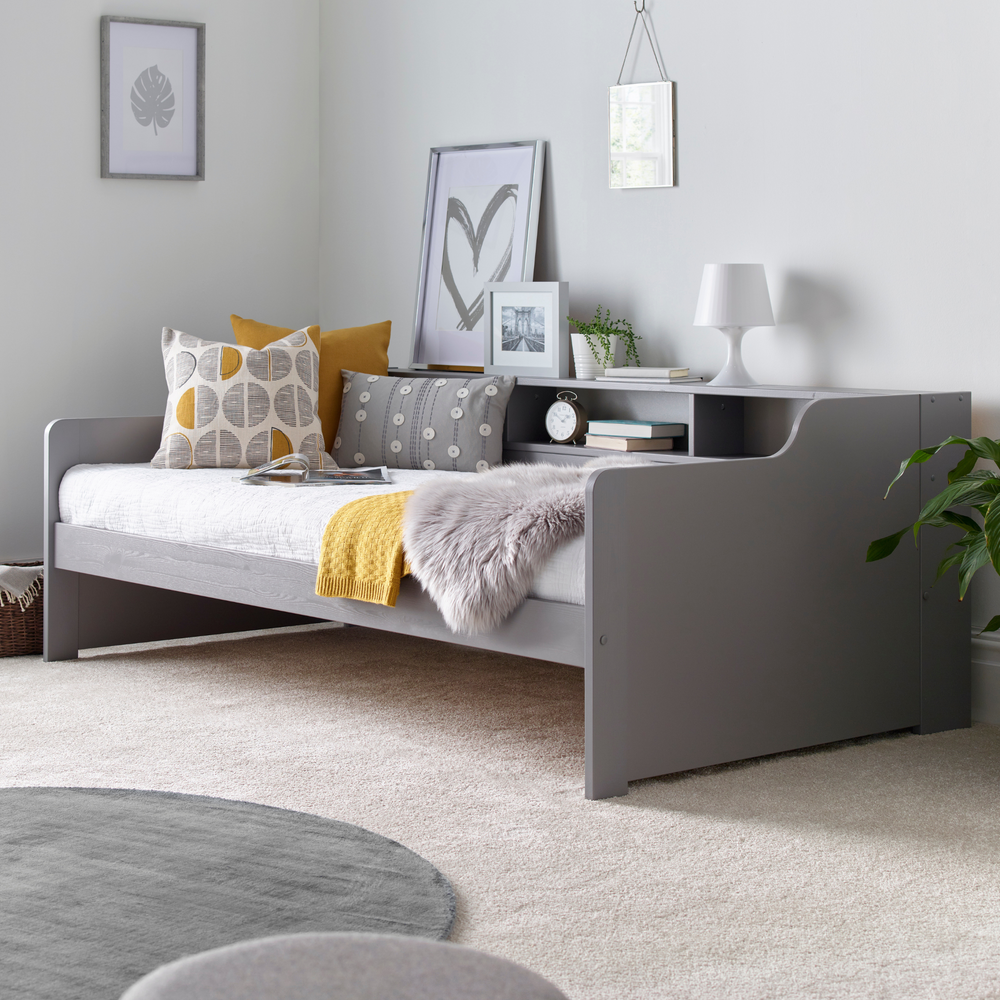 Tyler Grey Single Guest Bed with Trundle