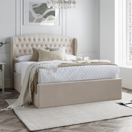 Warwick Grey Velvet Ottoman Bed Frame