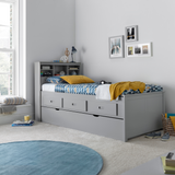 Veera Grey Single Guest Bed with Trundle