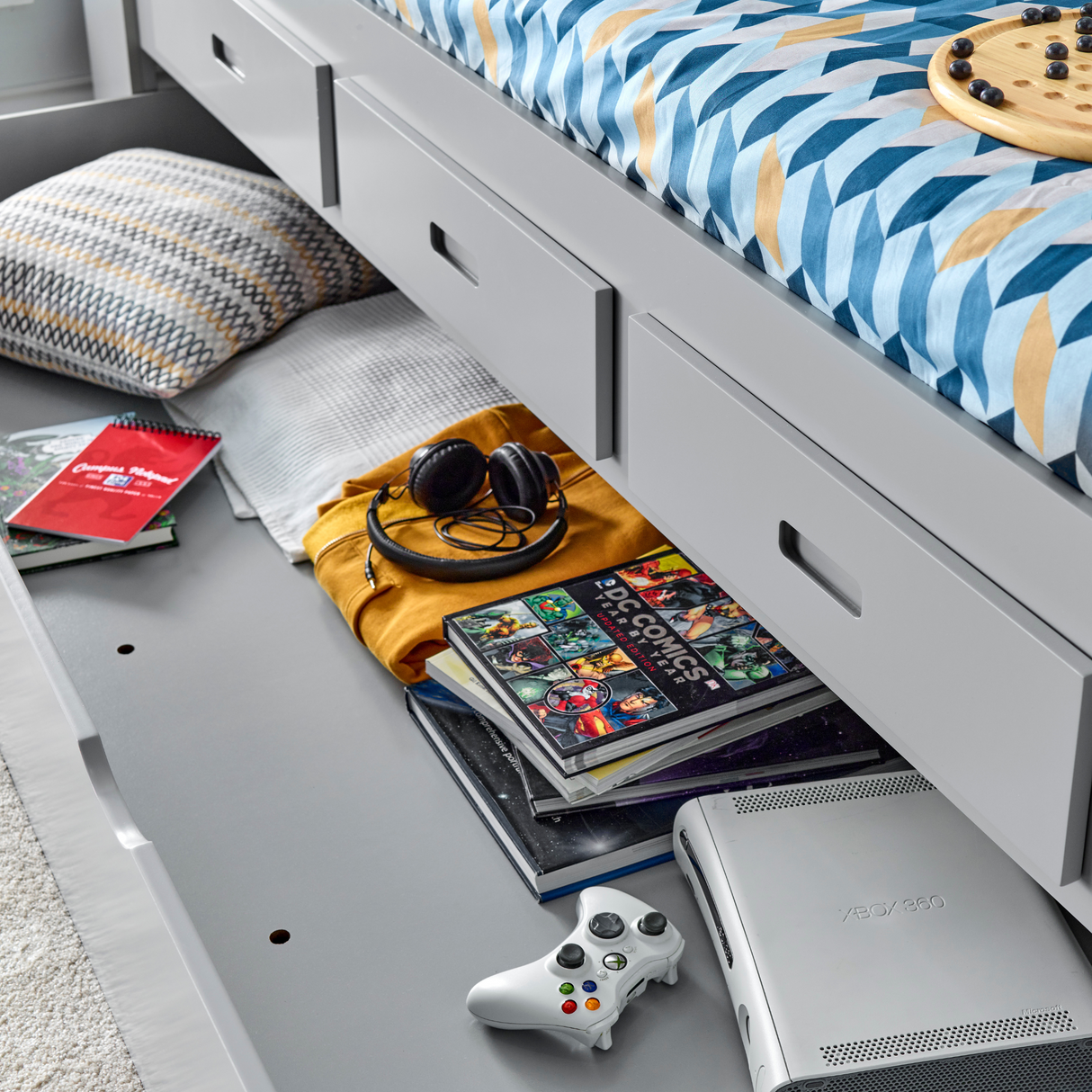 Veera Grey Single Guest Bed with Trundle