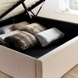 Wilson Oatmeal Fabric Ottoman Bed Frame