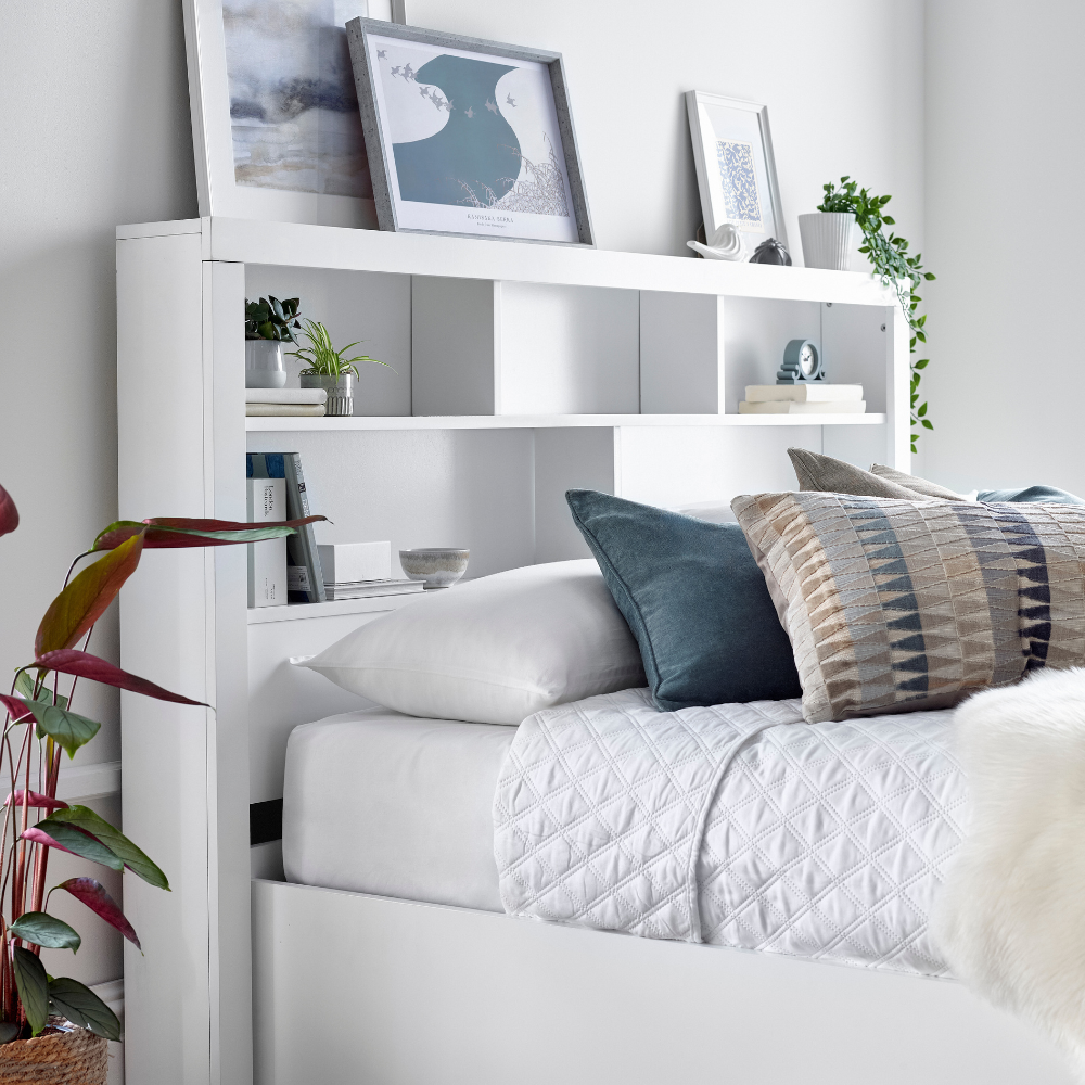 Arizona White Wooden Ottoman Storage Bed