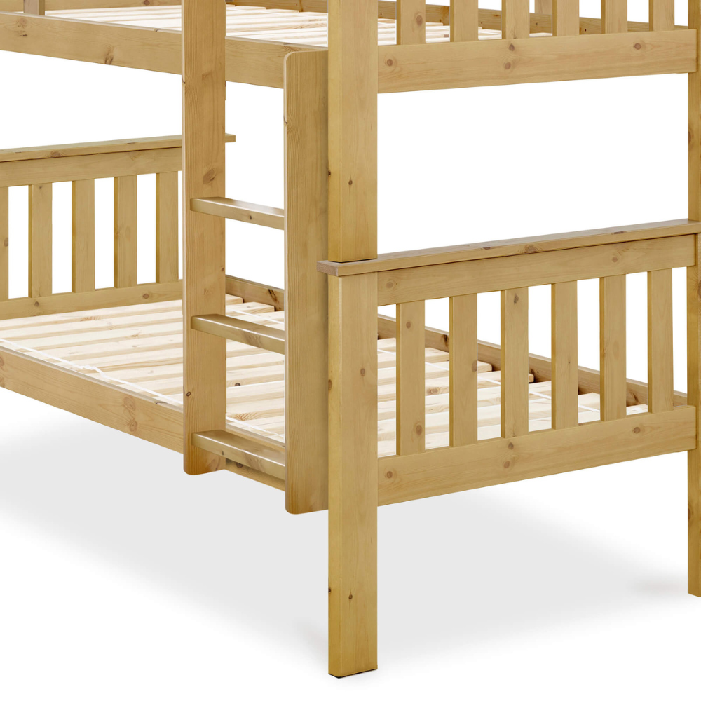 Wooden bunk bed on a white background