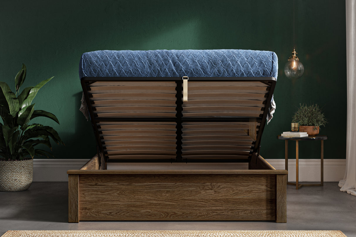 Monaco Solid Oak Ottoman Bed Frame