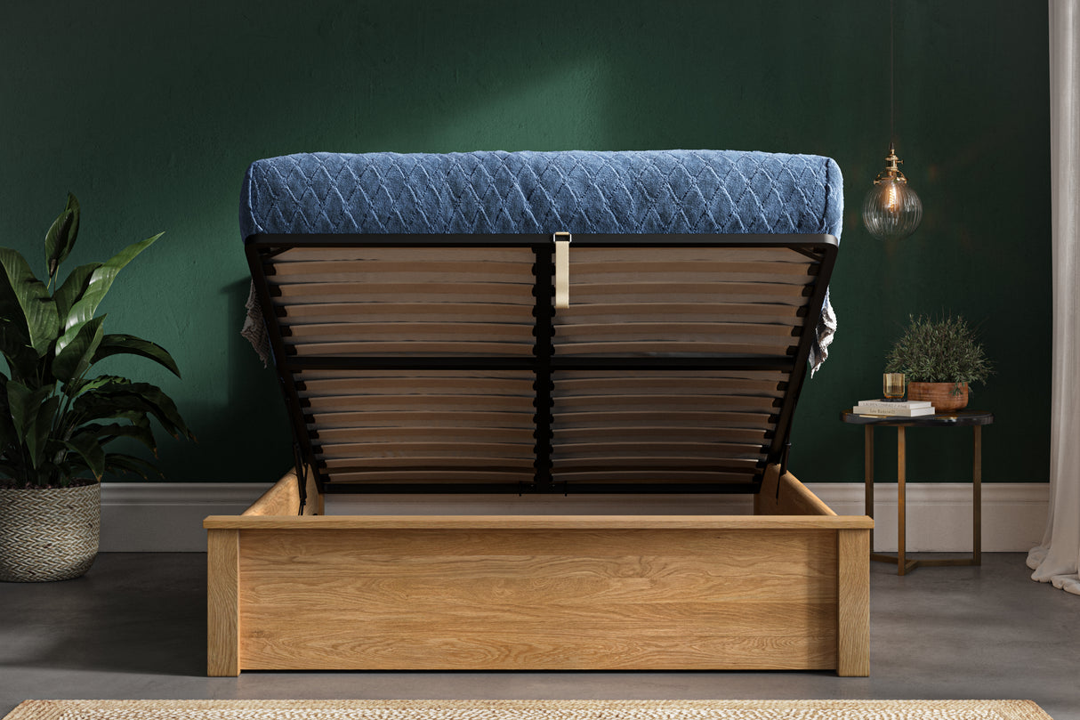 Monaco Solid Oak Ottoman Bed Frame