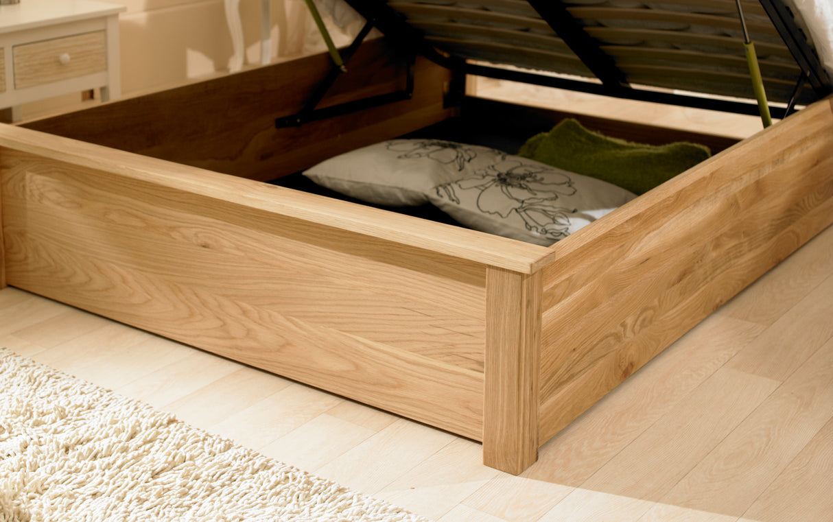 Monaco Solid Oak Ottoman Bed Frame